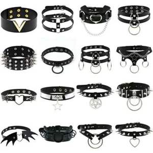 Collana girocollo punk pelle cuore girocollo borchie donna bigiotteria moda sal - Foto 1 di 45