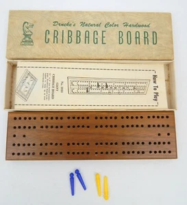 1C Drueke's Color Natural Madera Dura Tablero Cribbage Modelo No 11 Con Caja de Instrucciones - Imagen 1 de 1