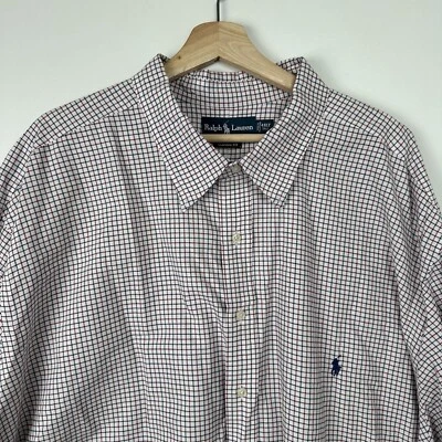 NWOT Ralph Lauren Men Shirt 4XLT Tall White Red Blue Plaid Long Sleeve Button Up - Image 1 of 4