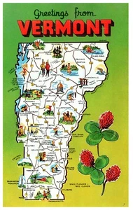 Vintage Sammler Postkarte um 1960 Vermont Karte Urlaub Postkarte - Bild 1 von 2