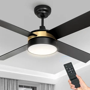 52" Ceiling Fan with Light and Remote Control 4 Blade Dimmable Memory Function - Picture 1 of 18
