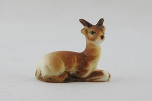 Vintage Miniature Ceramic Antelope Deer Sitting 1.5" L Dollhouse - Picture 1 of 5