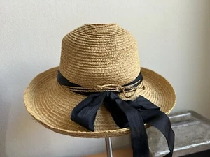 CAPPELLO DA SOLE KAMINSKI NEWPORT RAFIA TESA LARGA NASTRO OS NATURALE - Foto 1 di 9