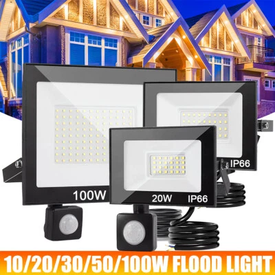 LED Fluter Strahler Außen 10W-500W mit Bewegungsmelder Flutlicht Lampe Sensor DE - Bild 1 von 4