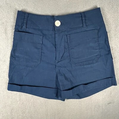 Anthropologie Navy Chore Shorts Size 28 Utility Patch Pocket Cuffed Minimalist Foto 1 de 4