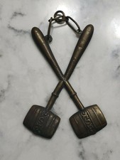 Vintage Bronze Independent Order of Odd Fellows IOOF Crossed Gavels Fob Pendant