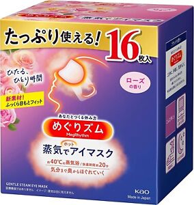 Megrhythm Steam Hot Eye Mask Rose Scent Large Capacity 16 Pieces From Japan