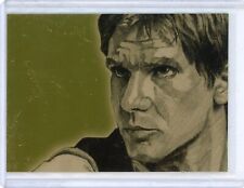 HAN SOLO 2009 TOPPS STAR WARS GALAXY 4 #3 "GOLD PARALLEL" FOIL ART CARD 396/500
