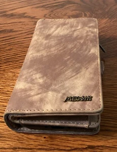Megshi Brown Suede Wallet with Magnetic Removable Pixel Pro6 Holder - Picture 1 of 5