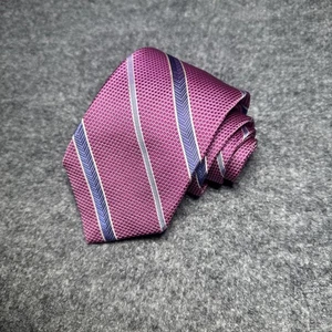 Corbata de seda Peter Millar doblada a mano rosa púrpura multicolor a rayas - Imagen 1 de 7