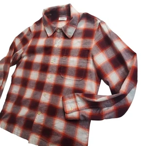 Sandro Plaid Flannel Shirt Button Up Long Sleeve Casual Brick Color Size Medium - Picture 1 of 12