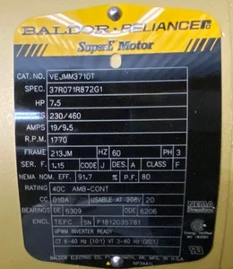 Baldor EM3710T 7.5 HP 1770 RPM Electric Motor - Picture 1 of 2