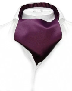 Vesuvio Napoli ASCOT Solid EGGPLANT PURPLE Color Cravat Mens Neck Tie - Picture 1 of 2