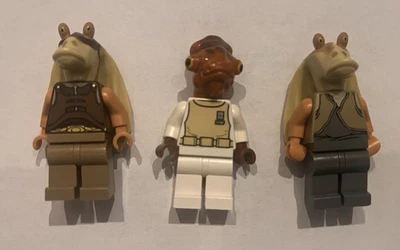 Lego Star Wars Minifigura Lote - Tarro Tarro, Guerrero Gungan, Almirante Akbar - Usado Foto 1 de 2
