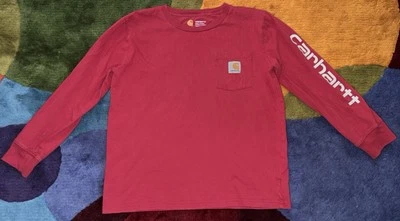 Camiseta Pullover Carhartt Niños Rojo Logo Brazo Manga Larga Cuello Redondo Talla 10/12 (M) Foto 1 de 4