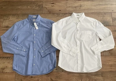 J Crew Slim Untucked Lot Of 2 Oxford Button Down Shirts Blue  White Men’s M NWT - Image 1 of 4