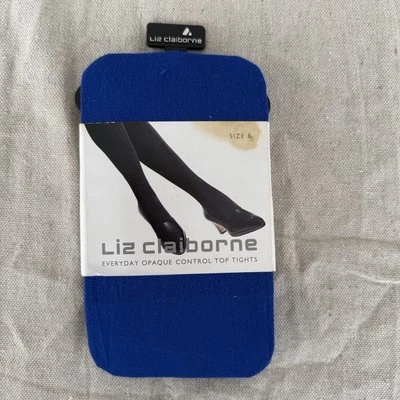 Vintage Liz Claiborne Electric Blue Everyday Opaque Control Top Tights Size B - Image 1 of 2