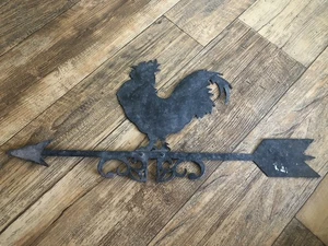 Vintage Black Rooster Metal Weathervane 22.5” X 9” Farmhouse Rustic *no Stand - Picture 1 of 4