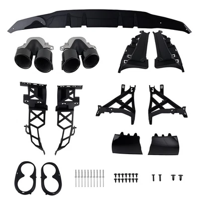 Difusor traseiro + pontas de escape fibra de carbono aparência para Mercedes classe A estilo W177 A35 - Imagem 1 de 4