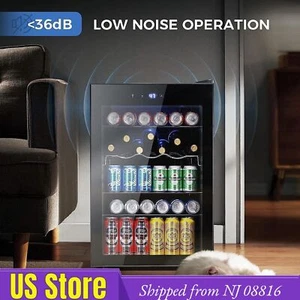 4.5 Cu.ft Drink Cooler,Refrigerator ,Mini Wine Fridge145 can,Black Glass,NJ08816 - Picture 1 of 9