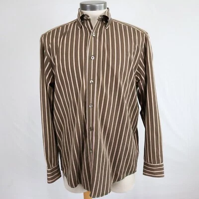 Indigo Palms Shirt Mens Medium Casual Button Down Brown Striped Long Sleeve - Image 1 of 4