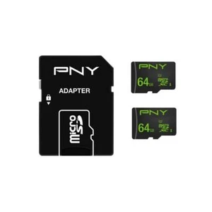 PNY Twin Paquet 2x 64GB High Performance Micro SDXC 100 MB/S Class 10 - Photo 1 sur 2