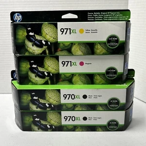 Set of 4 Genuine HP 970XL Black & 971XL Color Ink Cartridges Exp/2020 & 21 NEW - Picture 1 of 9