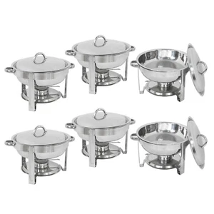 Buffet Chafer Warmer Set w/Lid 5 Quart,Stainless 6-Pack Round Chafing Dish Steel - Bild 1 von 10