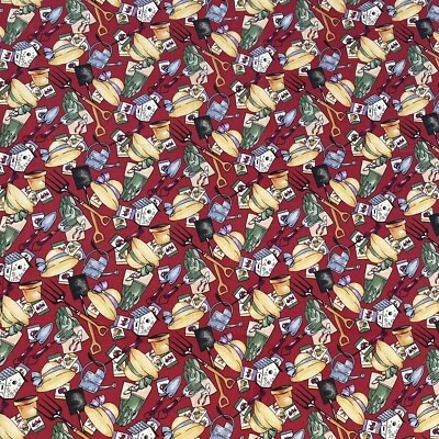 Vtg Gardening Fabric Watering Can Birdhouse Seeds Bonnet Rake Cotton 36x45 - Image 1 of 4