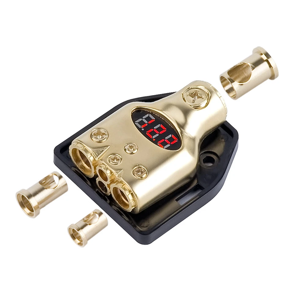 PREMIUM DIGITAL VOLTAGE METER & DISTRIBUTION BLOCK 0/2/4/8 GAUGE IN / OUT  - Image 1 of 1