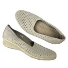 ECCO Slip on Wedge Loafers Size 42 EURO 11 US Perforated Nubuck Suede Tan 