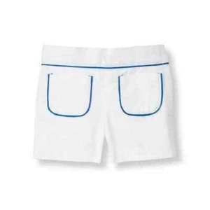 Janie And Jack Piped Pocket Short Size 6 Adjustable Waist White Cotton Twill - Picture 1 of 9