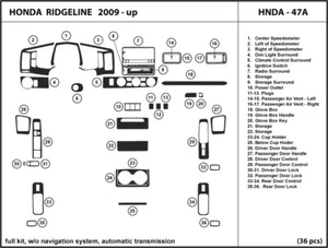 Carbon Fiber Dash Trim Kit for Honda Ridgeline w/out navigation system 2009-2016 - Picture 1 of 1