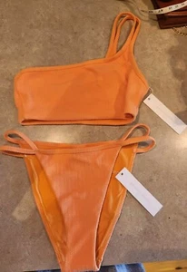 Jonathan Simkhai One Shoulder Bikini Papaya. Size Medium Retail $135 - Picture 1 of 7