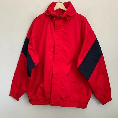 Outer Banks Jacket Red/Navy Collar Hood Zip Snap Pockets Lined Size L - Image 1 of 4