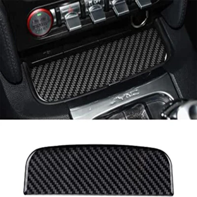 Cubierta de caja de almacenamiento central interior de fibra de carbono para Ford Mustang 2015-2019 Foto 1 de 4