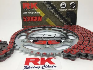 Red 2009-14 Yamaha R1 RK GXW530 16/47 Quick Acceleration Chain and Sprocket Kit - Foto 1 di 4