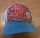 Ariat Women's Hat Logo Tribal Design Cap One Size Adjustable White Orange Turq