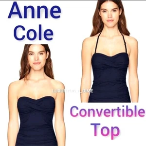 ANNE COLE Bikini Top Bandini Convertible Tankini Twist front Sweetheart - Picture 1 of 11