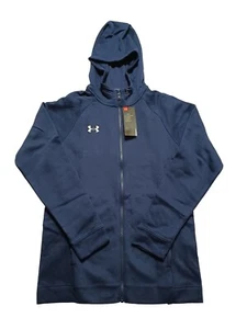 New Under Armour XL Full Zip Fleece Hoodie Cold Gear Mens Hustle Navy Xlarge - Picture 1 of 18