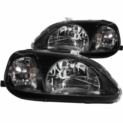 ANZO For 1999-2000 Honda Civic Crystal Headlights Black - Image 1 of 4