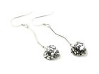 Clear & Black Heart Crystals Solid Sterling Silver Curved Bar Earrings Valentine