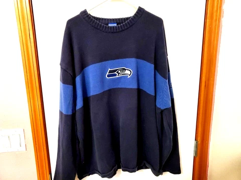 Vintage NFL Seattle Seahawks Reebok Team Apparel 2XL 100% Cotton Sweater Cover