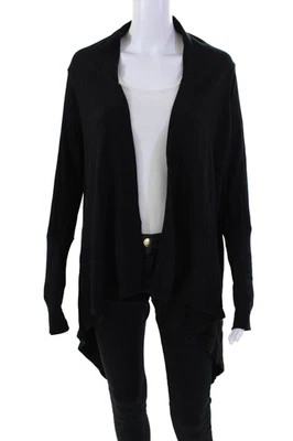 Espléndido suéter envolvente de manga larga para mujer negro mezcla de algodón talla mediana Foto 1 de 4