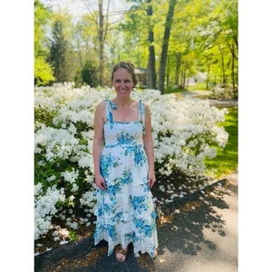 YUMI KIM Off-White Floral Tiered Ruffles Sweetheart Neckline Maxina Dress Size M - Bild 1 von 16