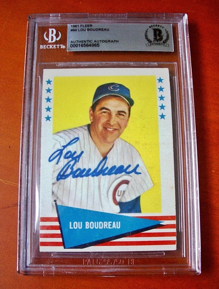 Tarjeta de béisbol Fleer #94 1961 autografiada por Lou Boudreau Chicago Cubs Foto 1 de 1