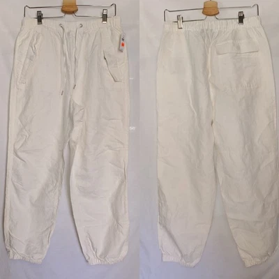 Gap 亚麻裤实用白色慢跑中号 M 全新锥形踝 — 第 1/4 张图片