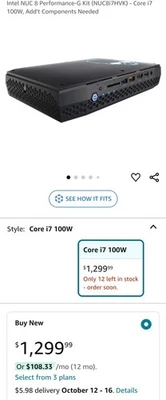 IntelNUC 8 Performance (NUC8i7HVK) - Core i7 100W 2TB SSD|32GBRam|4GB Video Card - Image 1 of 4