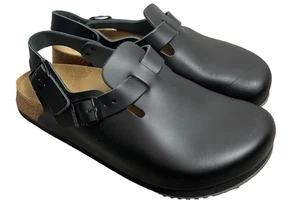 Zoccoli Birkenstock scarpe donna 9 Tokyo super grip pelle nera lavoro cinturino tacco - Foto 1 di 11
