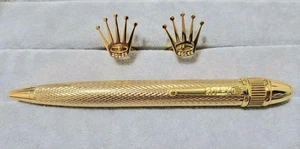 Rolex ballpoint pen and cufflinks set Gold New Japan - Picture 1 of 4